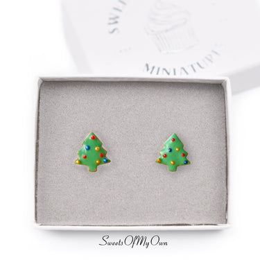 Gingerbread Christmas Tree Biscuit Stud Earrings